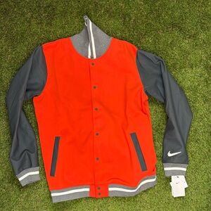 Nike Team Varsity Letterman’s Bomber Jacket Orange Mens Large - DJ5971-341